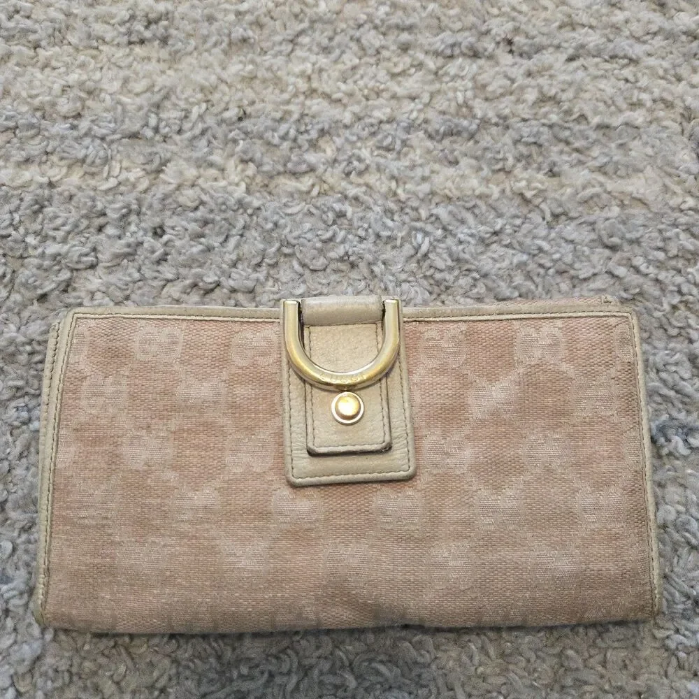 Vintage Gucci Bifold Wallet Canvas  Authentic Pink
